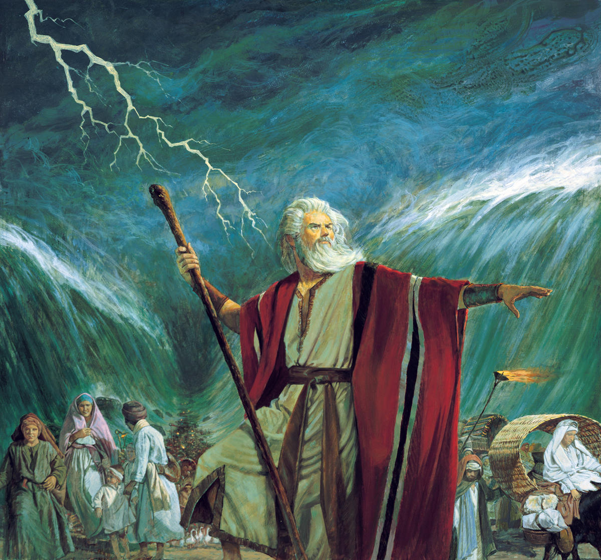 folding image of Moses parting the Red Sea.