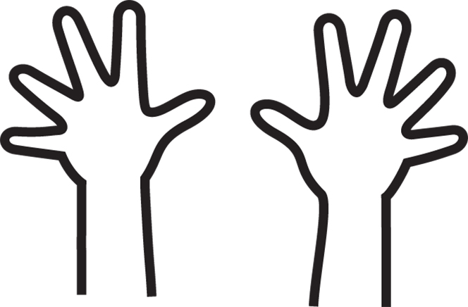 An illustration of two hands with fingers spread apart.