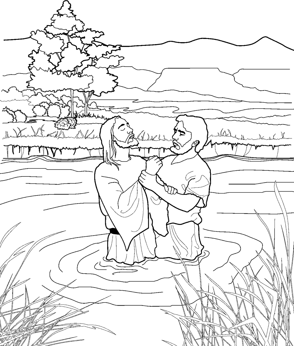 Coloring page John baptizing Jesus