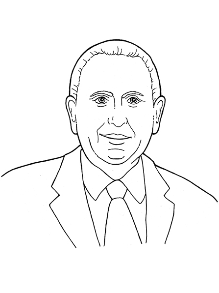 A black-and-white illustration of our latter-day prophet, Thomas S. Monson.