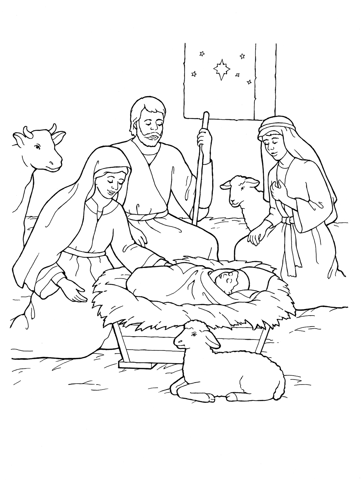 nativity coloring page print