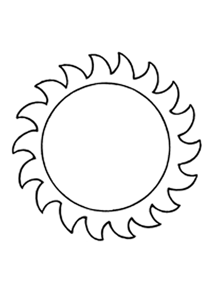 A black-and-white illustration of the sun.