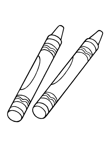 A black-and-white illustration of two crayons laying side-by-side.