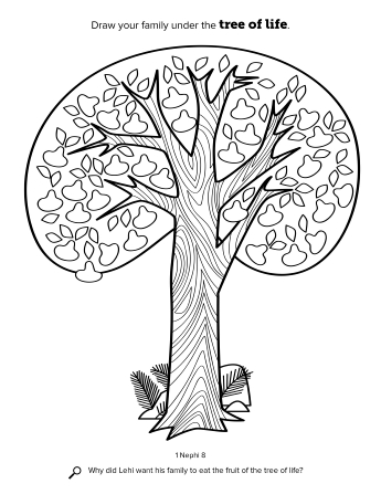 A line drawing of the tree of life from Lehi’s dream.