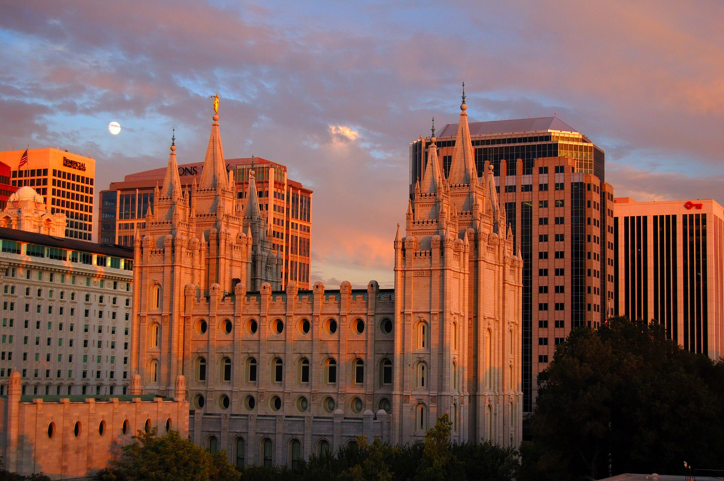 salt lake temple at sunset salt lake temple at sunset