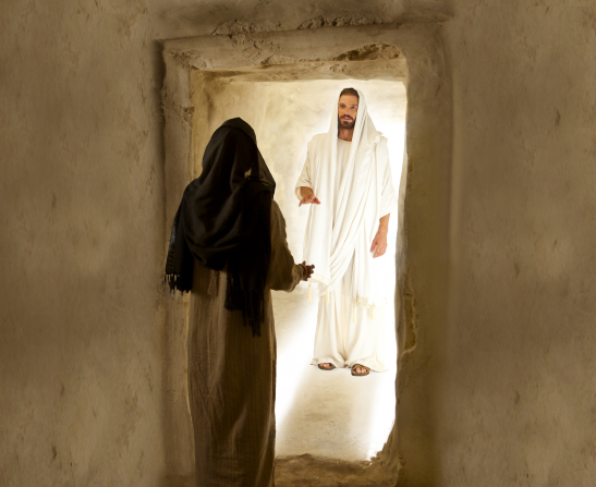 John 20:3â€“18, Mary Magdalene speaks with the resurrected Christ