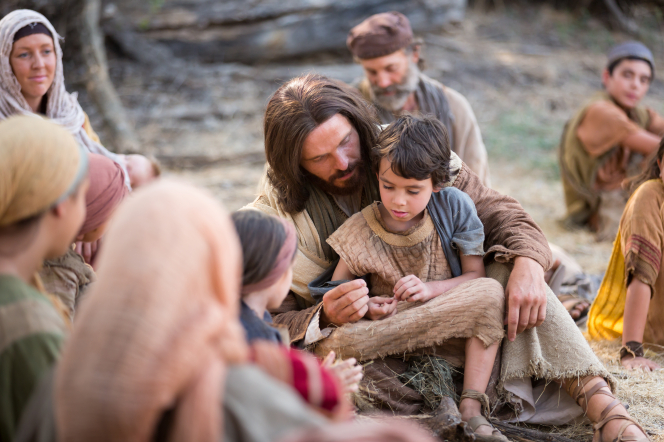 Luke 18:15â€“17, Jesus sits with a little child