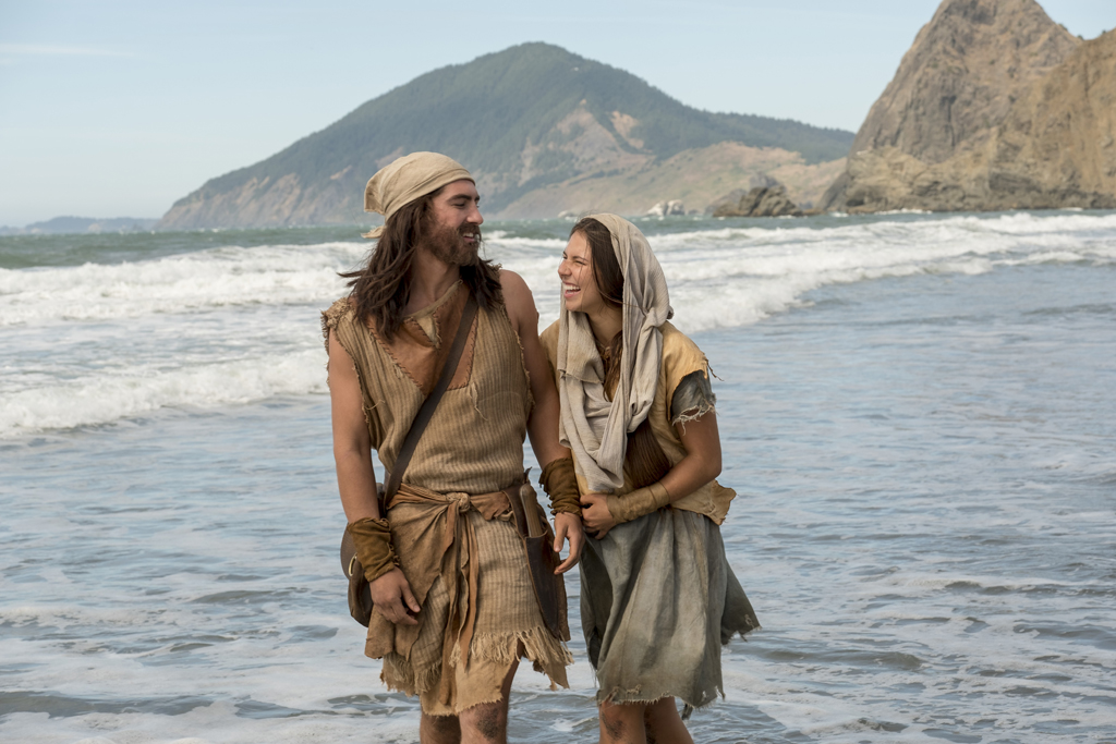 Nephi and his wife walking along the shore