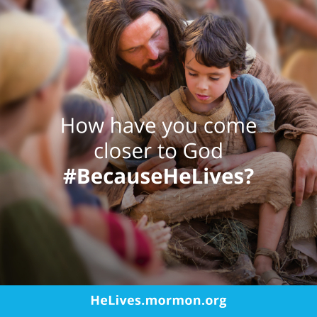 An image of Christ with the children, paired with the words â€œHow have you come closer to God?â€