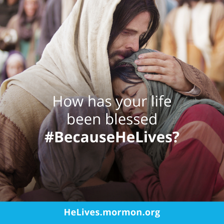 An image of Christ comforting Mary and Martha, with the words â€œHow has your life been blessed?â€ printed over the top.