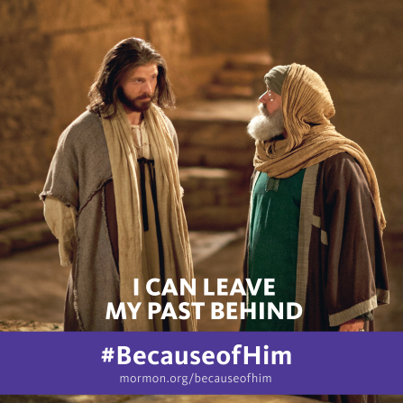 An image of Christ talking with Nicodemus, paired with the words â€œI can leave my past behind.â€