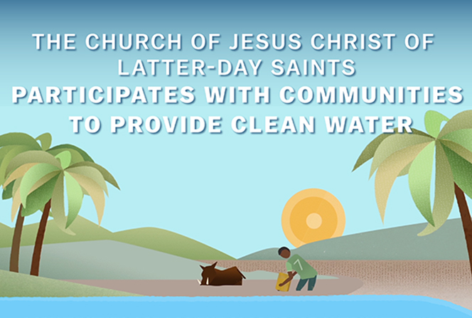 A water-themed infographic detailing the Church’s efforts and practices to provide communities globally with clean water.