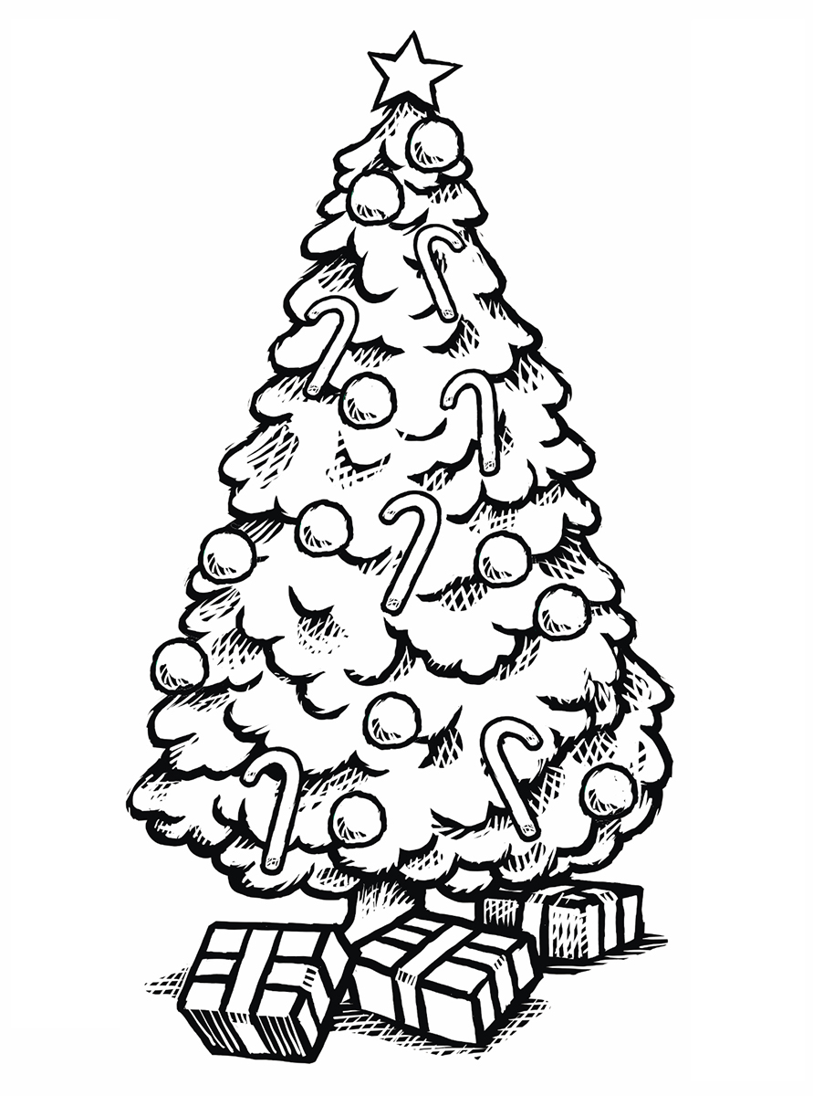 Christmas Tree Line Drawing Images : Christmas tree coloring