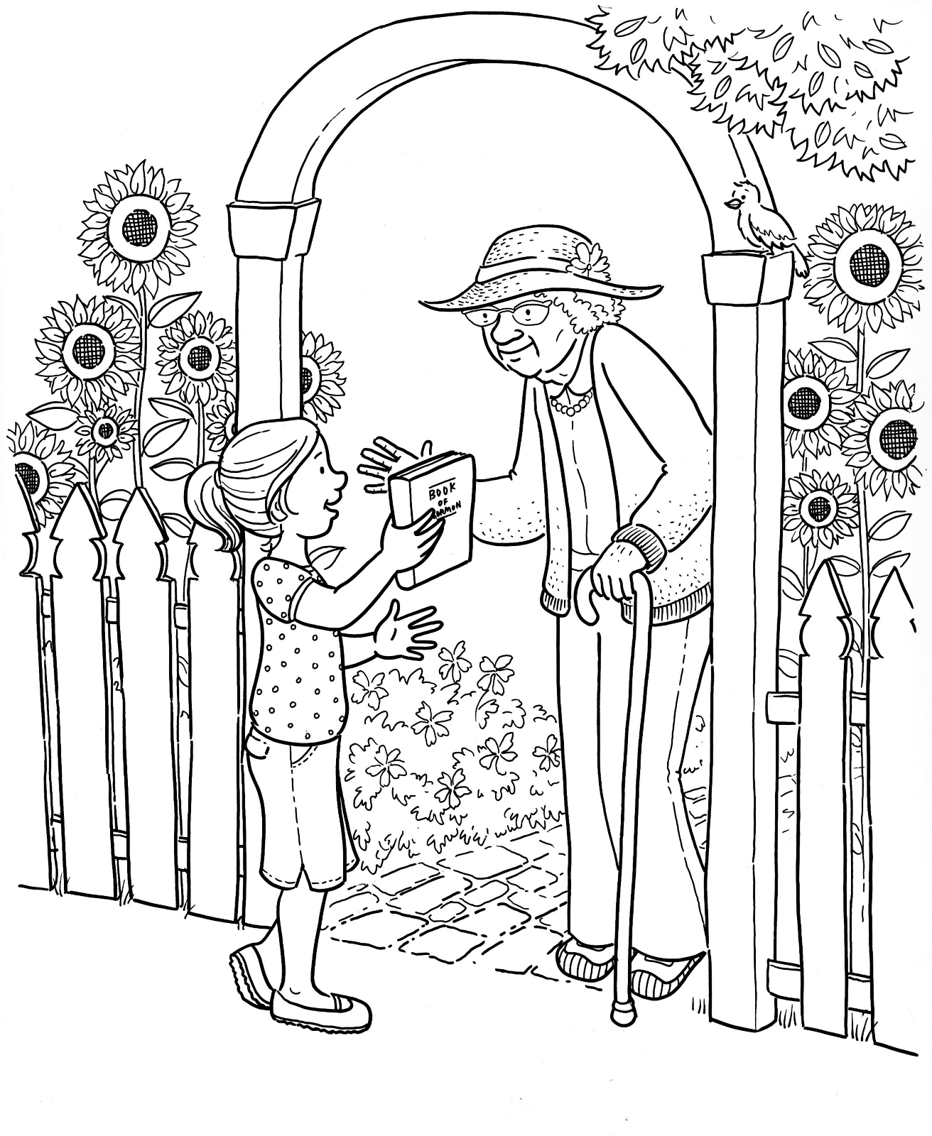 Elderly People Coloring Pages