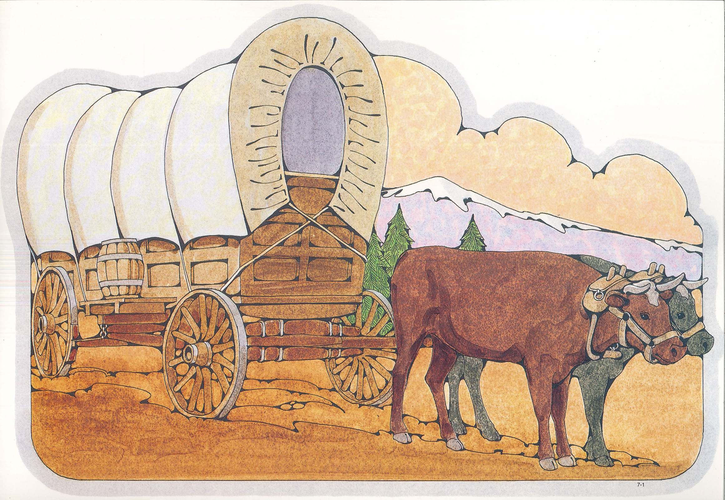 Primary Visual Aids: Cutout 7-1, Covered Wagon and Oxen