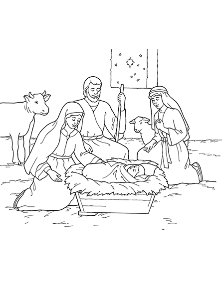 Nativity: Mary, Joseph, Jesus, and Shepherds