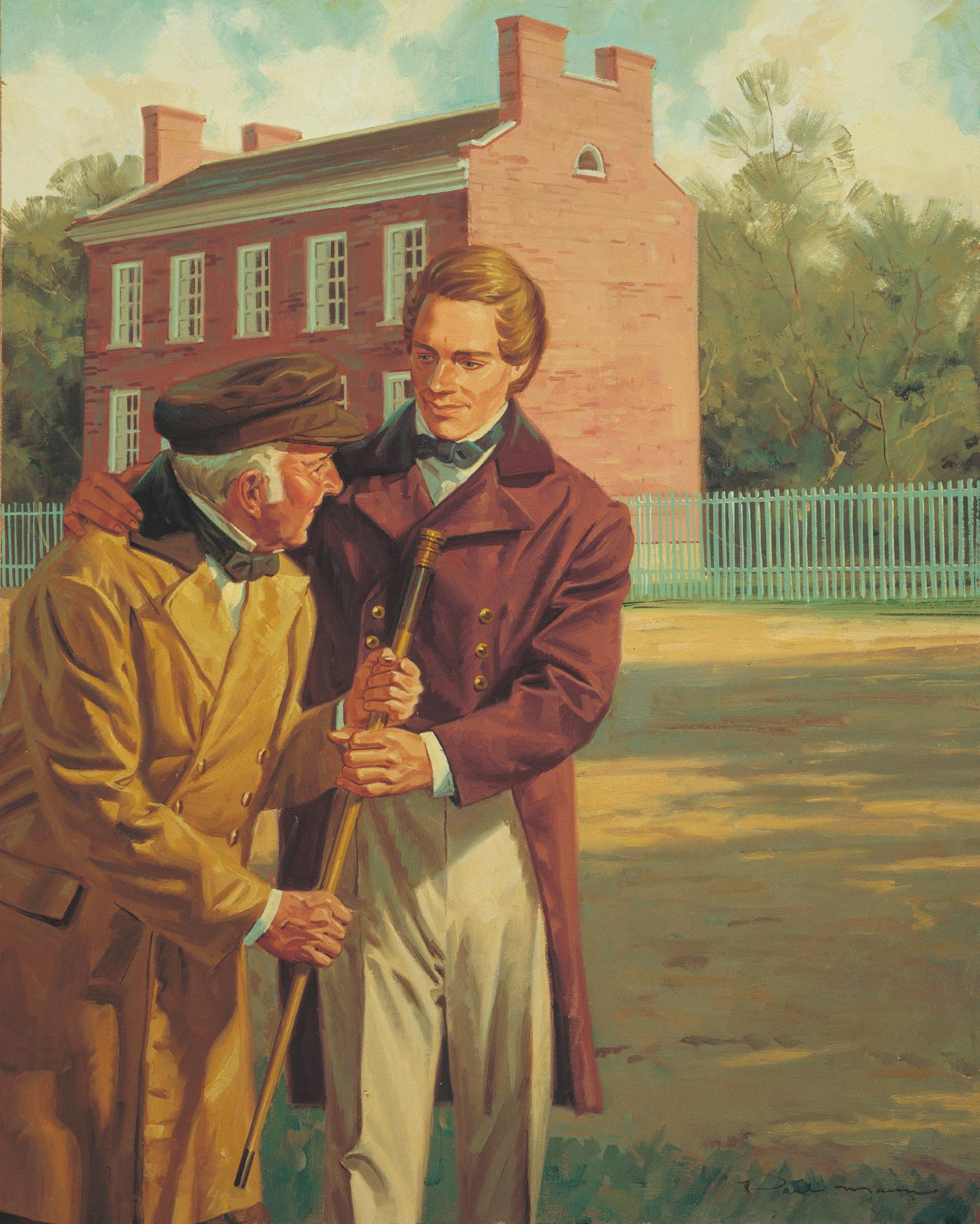 Joseph Smith Giving His Cane to Joseph Knight Sr. Joseph Smith Giving His Cane to Joseph Knight Sr.