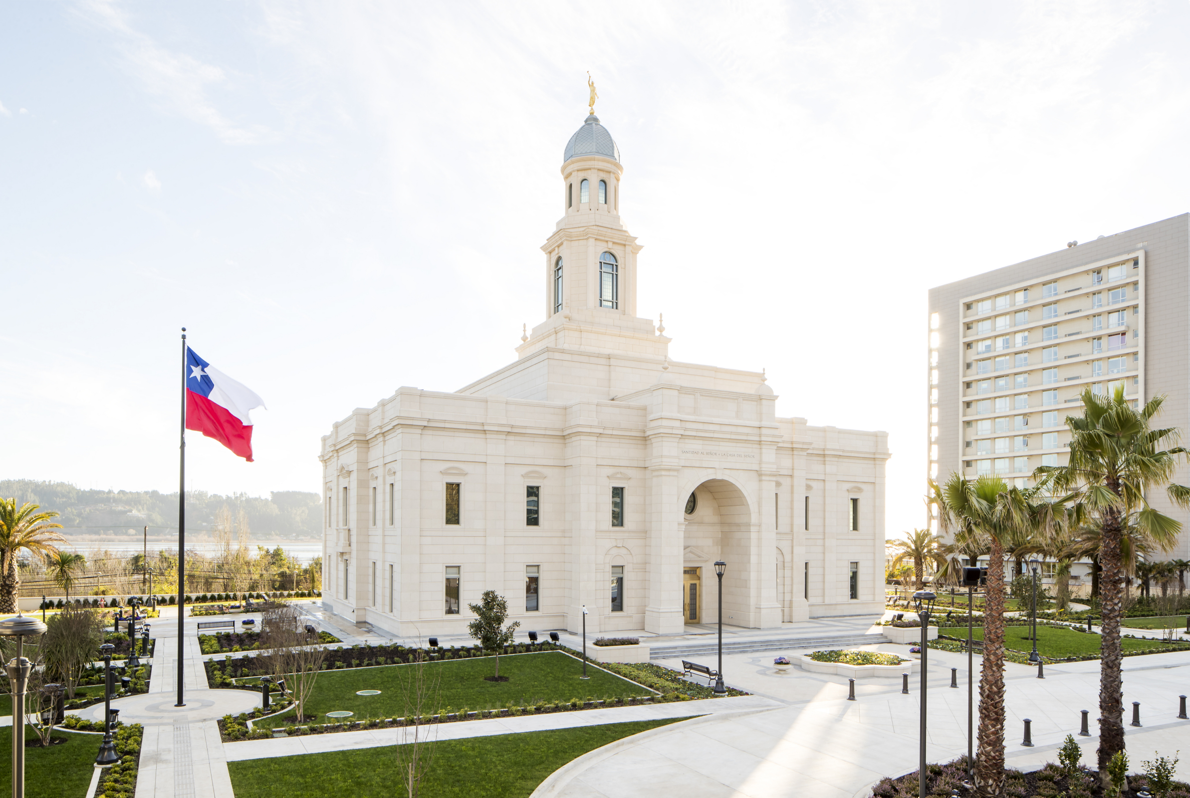 Concepción Chile Temple And Chilean Flag