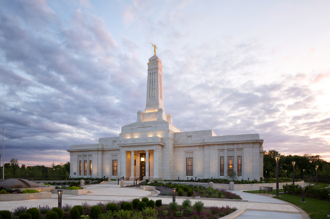 Sunset at the Indianapolis Indiana Temple