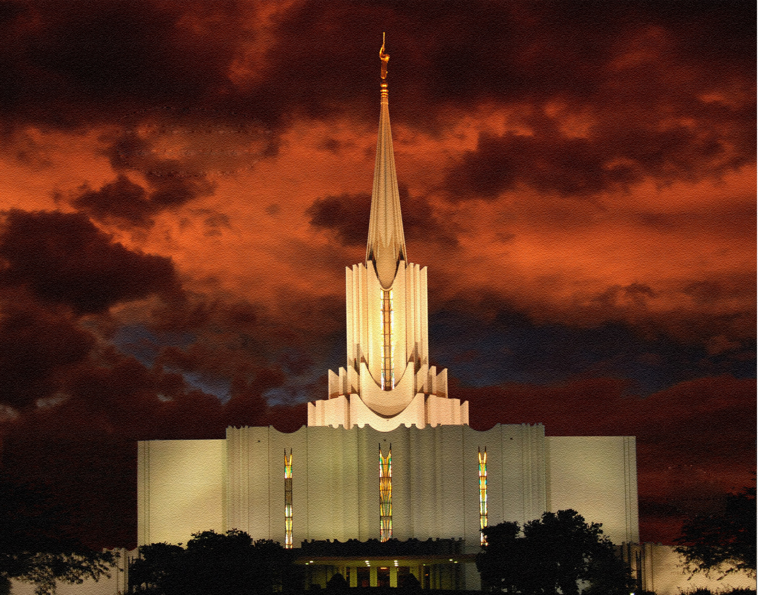 The Jordan River Utah Temple at Night